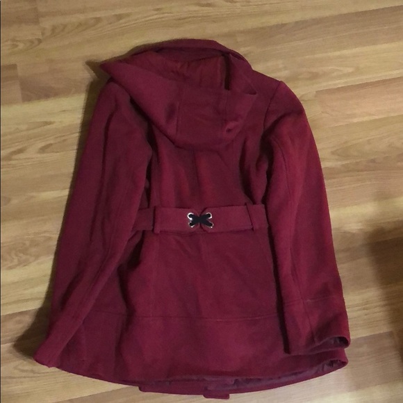 COPY - Super Cute Heavy Maroon Pea Coat size M - Picture 2 of 2